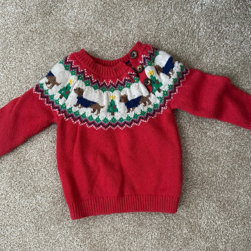 Baby Boden Red Knit Christmas Sweater